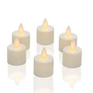 Scott Living Set of 6 Realistic Flame LED Tealights Real Wax 150 Hour Run Time